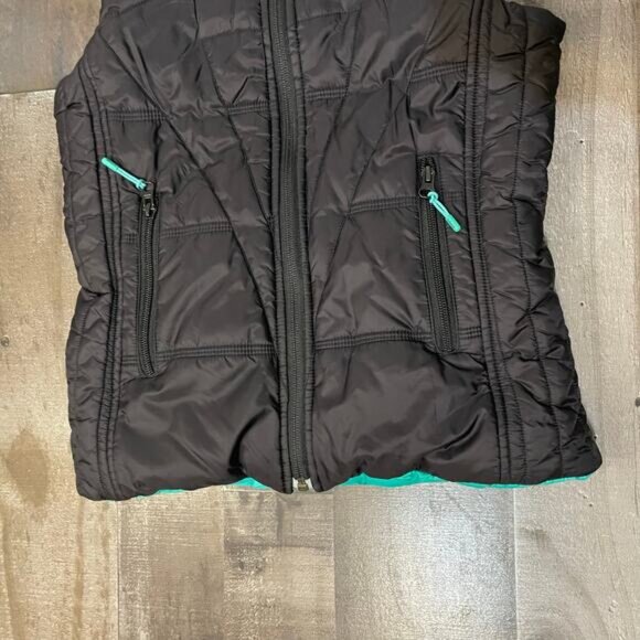IVIVVA Kids Puffer Vest Jacket Hooded Black Green Reversible Goose Down Girls 10 - Picture 7 of 11